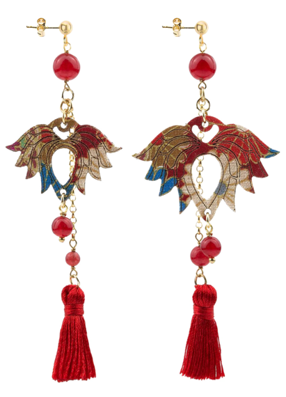 Orecchini Fiore Di Loto Grande Rosso - Lebole Maison