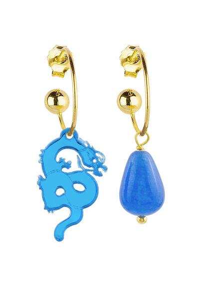 Orecchini Hoop Drago Plexi Azzurro - Lebole Maison