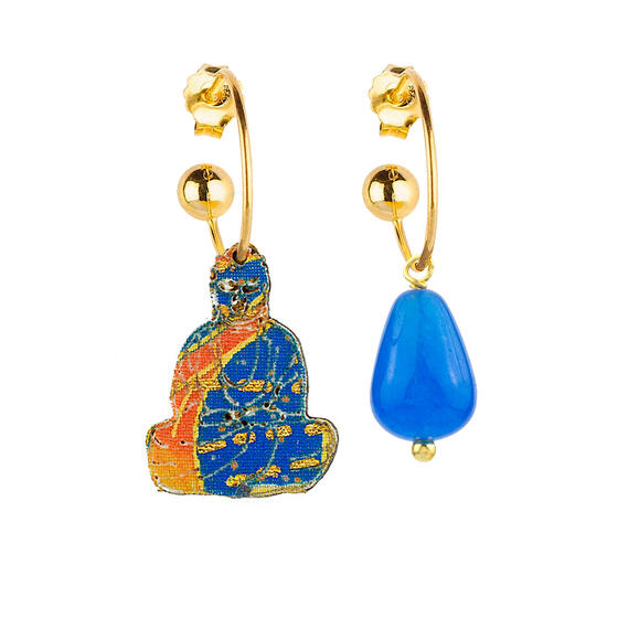 Blue Buddha Hoop Earrings - Lebole Maison