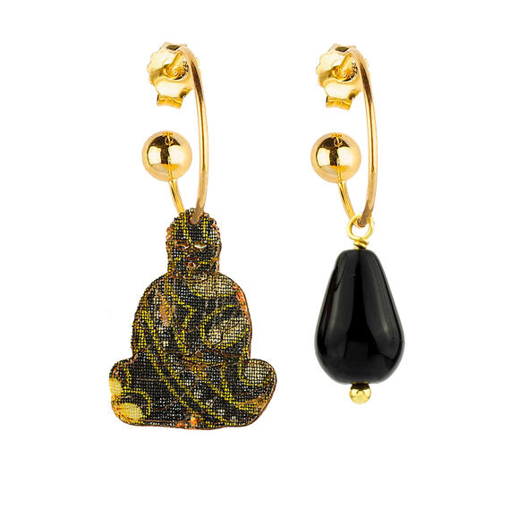 Orecchini Hoop Buddha Nero - Lebole Maison