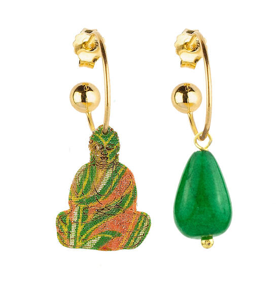 Orecchini Hoop Buddha Verde - Lebole Maison