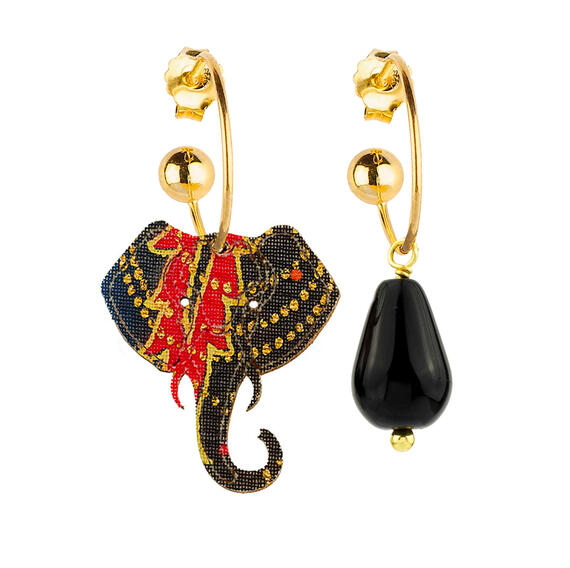 Black Elephant Hoop Earrings - Lebole Maison