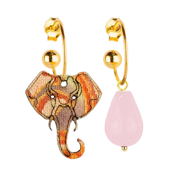 Orecchini Hoop Elefante Rosa - Lebole Maison