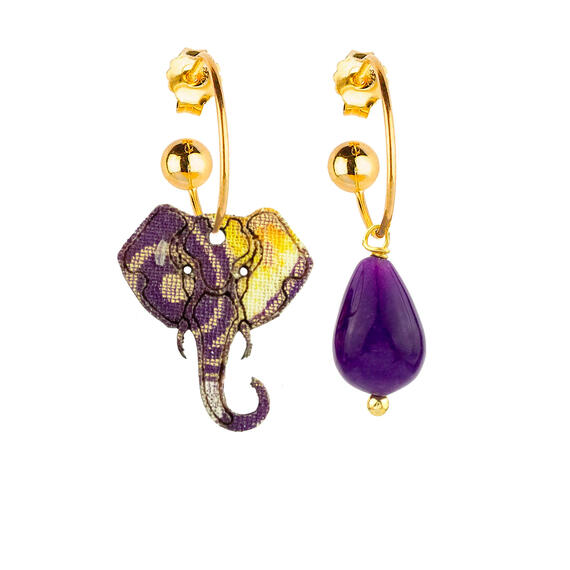 Orecchini Hoop Elefante Viola - Lebole Maison
