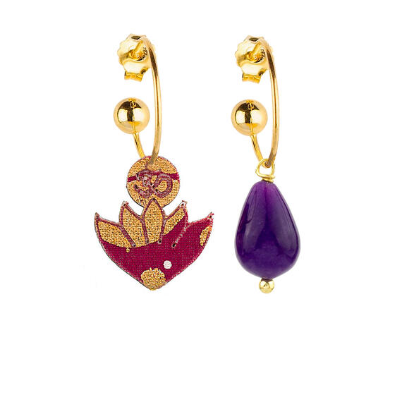 Orecchini Hoop Fiore Di Loto Viola - Lebole Maison