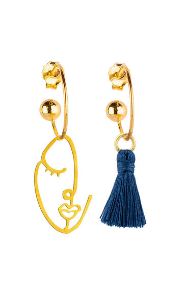 Orecchini Hoop Viso Nappa Blu - Lebole Maison