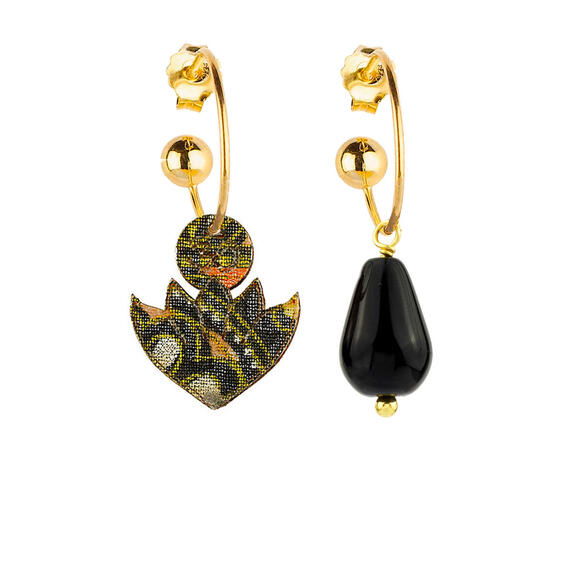 Orecchini Hoop Fiore Di Loto Nero - Lebole Maison