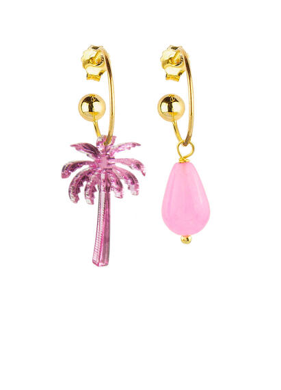 Orecchini Hoop Palma Plexi Rosa Fluo - Lebole Maison
