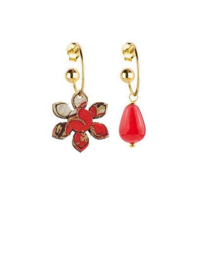 Hoop Earrings Ikebana Ruby - Lebole Maison