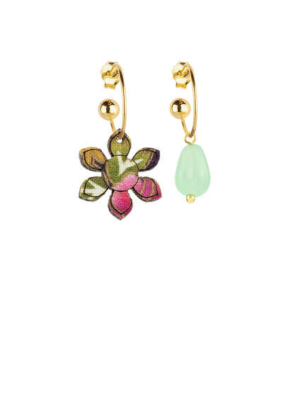 Green Jade Ikebana Hoop Earrings - Lebole Maison