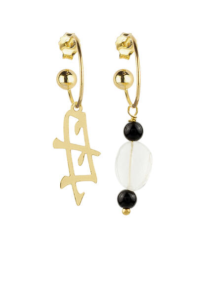 Orecchini Kanji Hoop Mamma Trasparente - Lebole Maison