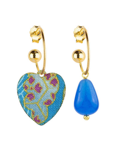 Orecchini Hoop Cuore Azzurro - Lebole Maison