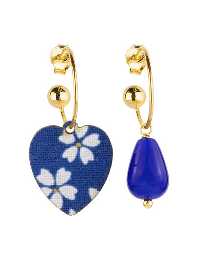 Orecchini Hoop Cuore Blu - Lebole Maison