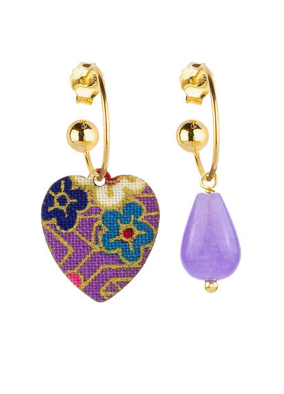 Orecchini Hoop Cuore Lilla - Lebole Maison