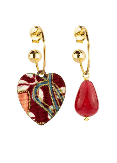 Orecchini Hoop Cuore Rubino - Lebole Maison