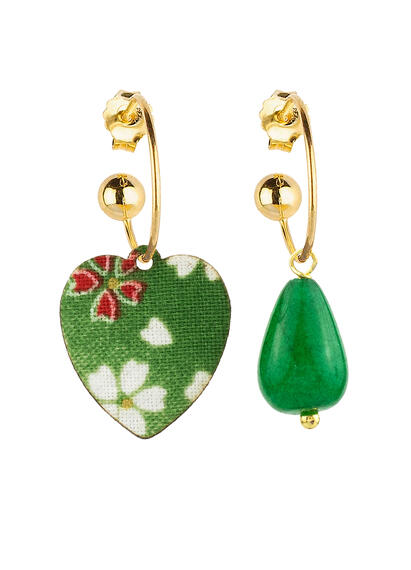 Orecchini Hoop Cuore Verde - Lebole Maison