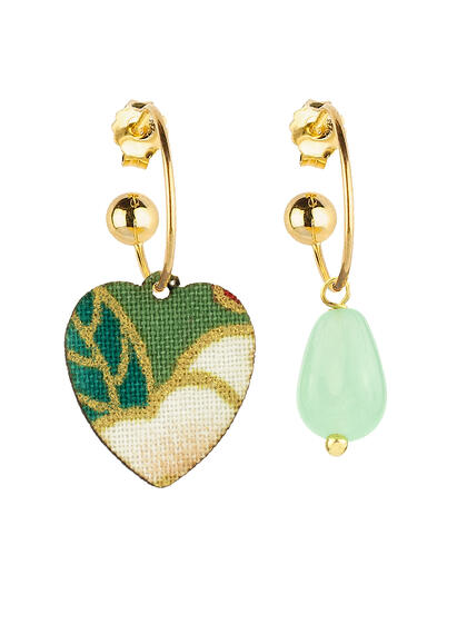 Orecchini Hoop Cuore Verde Giada - Lebole Maison