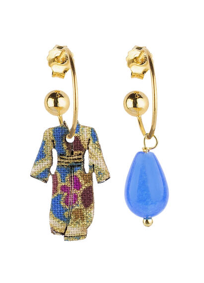 Orecchini Hoop Kimono Azzurro - Lebole Maison