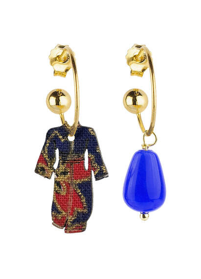Orecchini Hoop Kimono Blu - Lebole Maison