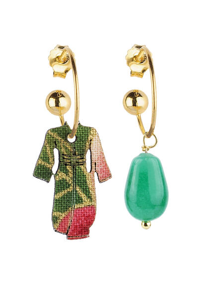 Orecchini Hoop Kimono Verde - Lebole Maison