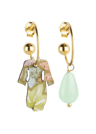 Orecchini Hoop Kimono Verde Giada - Lebole Maison