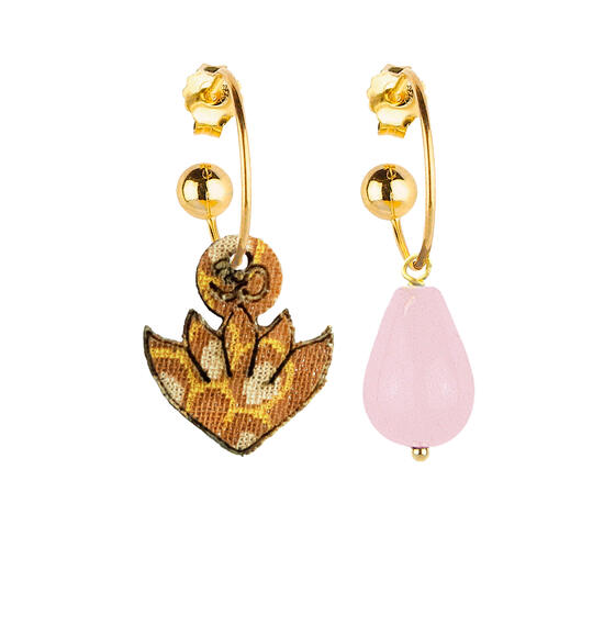 Orecchini Hoop Fiore Di Loto Rosa - Lebole Maison