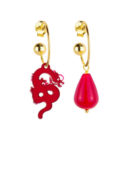 Orecchini Hoop Drago Plexi Rubino - Lebole Maison