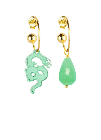 Orecchini Hoop Drago Plexi Verde Giada - Lebole Maison