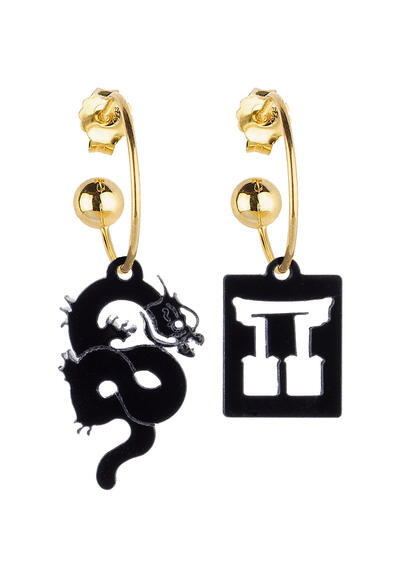 Orecchini Hoop Drago Plexi Nero - Lebole Maison