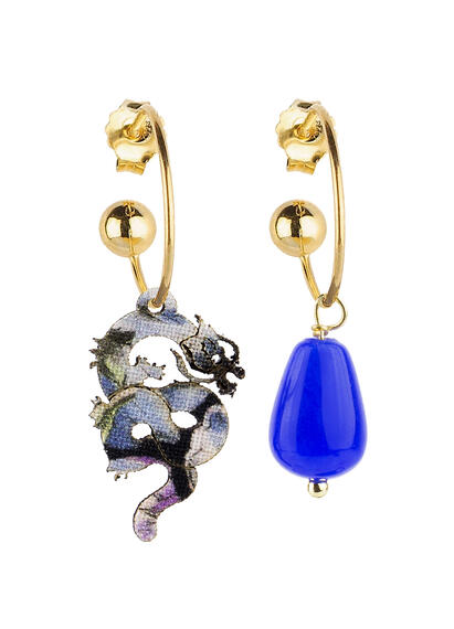 Orecchini Hoop Drago Blu - Lebole Maison