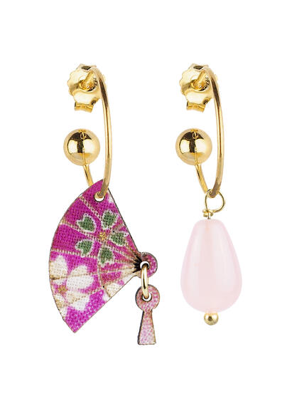 Orecchini Hoop Ventaglio Rosa - Lebole Maison