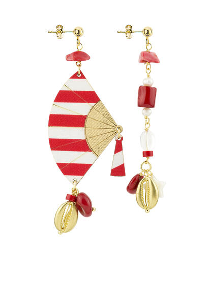 Orecchini Ventaglio Piccolo Righe Rubino - Lebole Maison