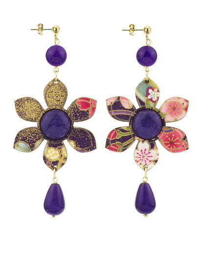 Orecchini Fiore Pietra Viola - Lebole Maison