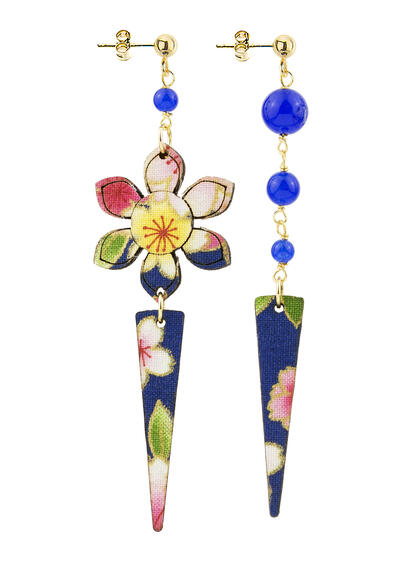 Orecchini Fiore E Vaso Piccolo Blu - Lebole Maison