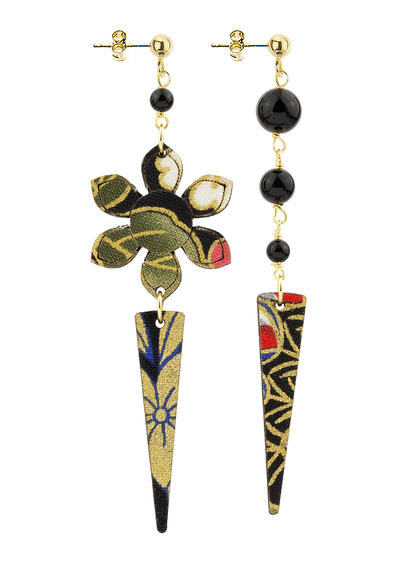 Orecchini Fiore E Vaso Piccolo Nero - Lebole Maison