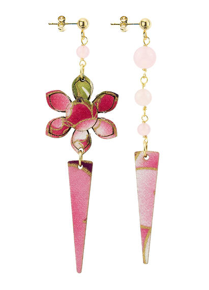 Orecchini Fiore E Vaso Piccolo Rosa - Lebole Maison