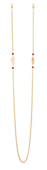 Catena Per Occhiali Kanji Amore Ottone Rubino - Lebole Maison