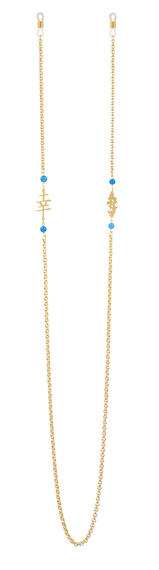 Catena Per Occhiali Kanji Fortuna Ottone Azzurro - Lebole Maison