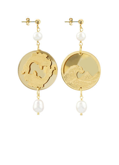 Orecchini Tondo Carpa Specchio E Seta Mini Oro - Lebole Maison