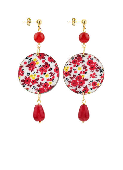 Orecchini Tondo Carpa Specchio E Seta Mini Rubino - Lebole Maison