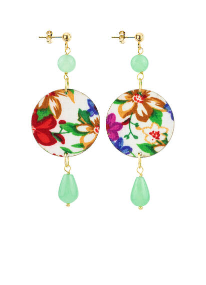 Orecchini Tondo Carpa Specchio E Seta Mini Verde Giada - Lebole Maison