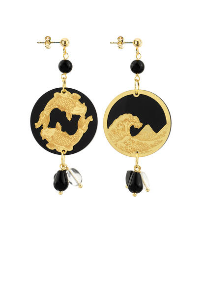 Orecchini Tondo Carpa Mini Plexi Nero - Lebole Maison