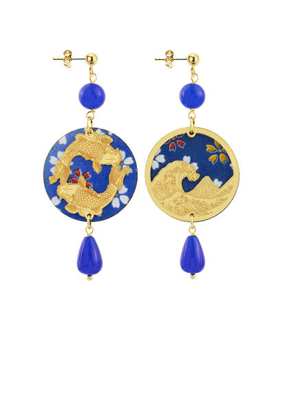 Orecchini Tondo Carpa Mini Blu - Lebole Maison