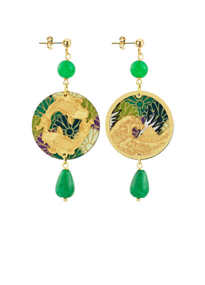 Orecchini Tondo Carpa Mini Verde - Lebole Maison