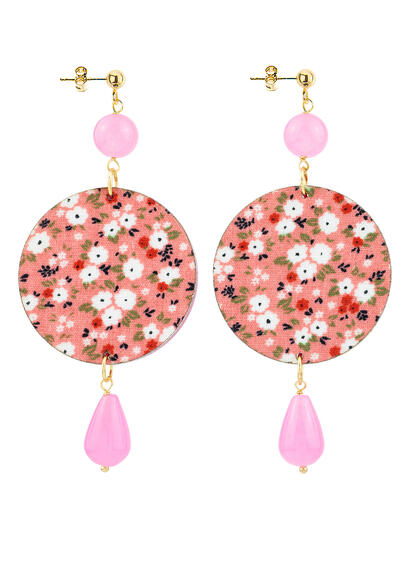 Orecchini Tondo Carpa Specchio E Seta Fucsia - Lebole Maison