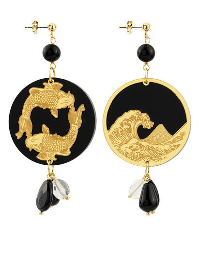 Orecchini Tondo Carpa Plexi Nero - Lebole Maison