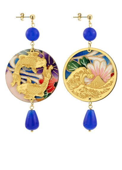 Orecchini Tondo Carpa Blu - Lebole Maison