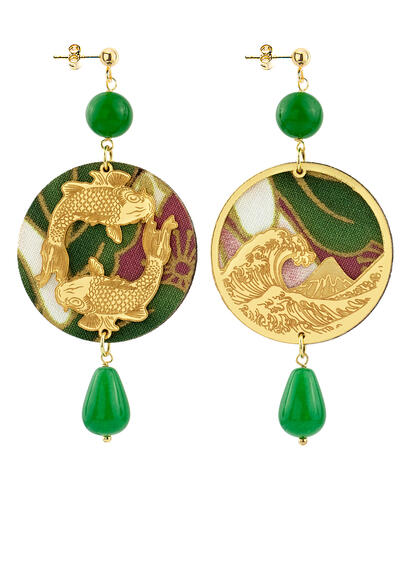 Orecchini Tondo Carpa Verde - Lebole Maison