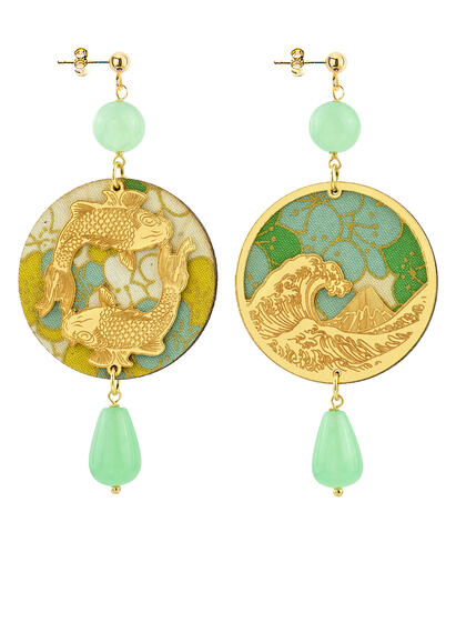 Orecchini Tondo Carpa Verde Giada - Lebole Maison