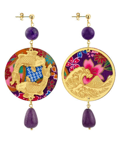 Orecchini Tondo Carpa Viola - Lebole Maison